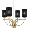 Cavella 4 Light, Uplight, Chandelier, New Age Brass Finish, 4" Black Matrix Glass (3904-NAB-4069)