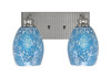 Edge 2 Light Bath Bar, Brushed Nickel Finish, 5" Turquoise Fusion Glass (1162-BN-5055)