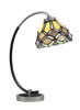 Desk Lamp, Graphite & Matte Black Finish, 7" Grand Merlot Art Glass (57-GPMB-9435)