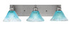 Edge 3 Light Bath Bar, Brushed Nickel Finish, 7" Teal Crystal Glass (1163-BN-458)