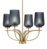 Cavella 4 Light, Uplight, Chandelier, New Age Brass Finish, 5" Smoke Textured Glass (3904-NAB-4252)