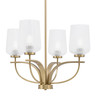 Cavella 4 Light, Uplight, Chandelier, New Age Brass Finish, 5" Clear Textured Glass  (3904-NAB-4250)