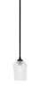 Zilo Stem Mini Pendant, Matte Black Finish, 5" Clear Textured Glass (560-MB-4250)