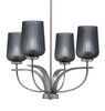 Cavella 4 Light, Uplight, Chandelier, Graphite Finish, 5" Smoke Textured Glass (3904-GP-4252)