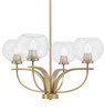 Cavella 4 Light, Uplight, Chandelier, New Age Brass Finish, 7" Clear Bubble Glass (3904-NAB-202)