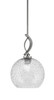 Cavella Stem Hung Mini Pendant, Graphite Finish, 9.5" Smoke Bubble Glass  (3901-GP-4352)