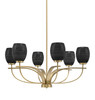 Cavella 6 Light, Uplight, Chandelier, New Age Brass Finish, 5" Black Matrix Glass (3906-NAB-4029)