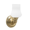Wall Sconce, New Age Brass Finish, 5.5" Zilo White Linen Glass (40-NAB-681)