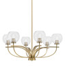 Toltec Lighting Cavella 6 Light, Uplight, Chandelier, New Age Brass Finish, 5.75" Clear Bubble Glass (3906-NAB-4100)