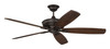 Santori 60" 5-Blade Indoor/Outdoor (Damp) Ceiling Fan in Espresso w/ Walnut Blades; Light Kit Optional (Not Included) (SNT60ESP5)