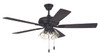 Eos 52" 5-Blade Clear 4 Light Ceiling Fan in Flat Black w/ Flat Black/Greywood Blades; Integrated Light Kit (ECF104FB5-FBGW)