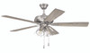 Eos 52" 5-Blade Clear 4 Light Ceiling Fan in Brushed Polished Nickel w/ Driftwood/Walnut Blades; Integrated Light Kit (ECF104BNK5-DWWLN)