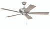 Eos 52" 5-Blade Ceiling Fan in Brushed Polished Nickel w/ Driftwood/Walnut Blades; Light Kit Optional (Not Included) (ECF52BNK5-DWWLN)