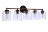 Coppa 5 Light Vanity in Flat Black/Satin Brass (18733FBSB5)