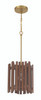 Freeform 1 Light Pendant in Satin Brass/Walnut (58491-SBWAL)