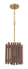 Freeform 1 Light Pendant in Satin Brass/Walnut (58491-SBWAL)