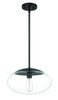 Gaze 14" 1 Light Oval Pendant in Flat Black (56894-FB)