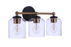 Coppa 3 Light Vanity in Flat Black/Satin Brass (18719FBSB3)