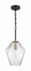 Avante Grand 1 Light Pendant in Flat Black/Satin Brass (56992-FBSB)