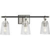 Cassell Collection Three-Light Brushed Nickel Matte Black Luxe Industrial Bath & Vanity Light (P300482-009)