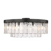 Ciara BLK 9 Light Semi-Flush in Matte Black with Hammered Water Glass Shade (1768-9SF BLK-HWG)