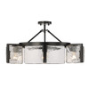 Aenon 6-Light Semi-Flush in Matte Black with Hammered Water Glass Shade (3164-6SF BLK-HWG)