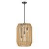 Marlee 3 Light Pendant in Matte Black with Natural Raphia Rope Shade (6076-3P BLK-NR)
