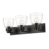 Remy 3 Light Bath Vanity in Matte Black with Clear Glass Shade (0314-BA3 BLK-CLR)