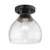 Ariella BLK Semi-Flush in Matte Black with Hammered Clear Glass Shade (1094-SF BLK-HCG)