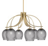 Cavella 6 Light, Downlight Chandelier, New Age Brass Finish, 7.5" Smoke Textured Glass (3926-NAB-4902)