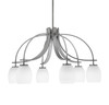 Cavella 6 Light, Downlight Chandelier, Graphite Finish, 5" White Linen Glass (3926-GP-615)