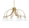 Cavella 6 Light, Downlight Chandelier, New Age Brass Finish, 7" White Muslin Glass (3926-NAB-311)