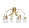 Cavella 6 Light, Downlight Chandelier, New Age Brass Finish, 4" Smoke Bubble Glass (3926-NAB-3002)