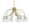 Cavella 6 Light, Downlight Chandelier, New Age Brass Finish, 5.75" Clear Bubble Glass (3926-NAB-4100)