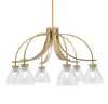 Cavella 6 Light, Downlight Chandelier, New Age Brass Finish, 6.25" Clear Bubble Glass (3926-NAB-4760)