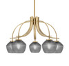 Cavella 5 Light, Downlight Chandelier, New Age Brass Finish, 6" Smoke Textured Glass (3925-NAB-4622)