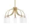 Cavella 5 Light, Downlight Chandelier, New Age Brass Finish, 4" White Muslin Glass (3925-NAB-310)