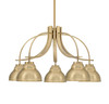 Cavella 5 Light, Downlight Chandelier, New Age Brass Finish, 7" New Age Brass Double Bubble Metal Shades (3925-NAB-427)