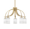 Cavella 5 Light, Downlight Chandelier, New Age Brass Finish, 4" White Marble Glass (3925-NAB-3001)