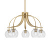 Cavella 5 Light, Downlight Chandelier, New Age Brass Finish, 5.75" Clear Bubble Glass (3925-NAB-4100)