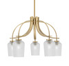 Cavella 5 Light, Downlight Chandelier, New Age Brass Finish, 5.75" Clear Textured Glass (3925-NAB-4250)