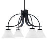 Cavella 4 Light, Downlight Chandelier, Matte Black Finish, 7" White Muslin Glass (3924-MB-312)