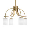 Cavella 4 Light, Downlight Chandelier, New Age Brass Finish, 4" White Muslin Glass (3924-NAB-310)