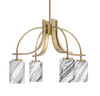 Cavella 4 Light, Downlight Chandelier, New Age Brass Finish, 4" Onyx Swirl Glass (3924-NAB-3009)