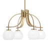 Cavella 4 Light, Downlight Chandelier, New Age Brass Finish, 5.75" White Marble Glass (3924-NAB-4101)