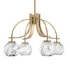 Cavella 4 Light, Downlight Chandelier, New Age Brass Finish, 5.75" Onyx Swirl Glass (3924-NAB-4109)
