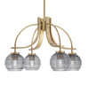 Cavella 4 Light, Downlight Chandelier, New Age Brass Finish, 6" Smoke Ribbed Glass (3924-NAB-5112)