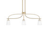 Cavella 3 Light Island Light, New Age Brass Finish, 4.5" Square White Muslin Glass (3936-NAB-460)