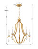 Perry 5 Light Antique Gold Chandelier (PER-10405-GA)