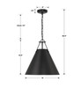 Xavier 3 Light Matte Black Pendant (XAV-B8305-MK)